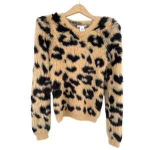 For The Republic Leopard Print Faux Fur Sweater | Cozy Statement Knit | Size M